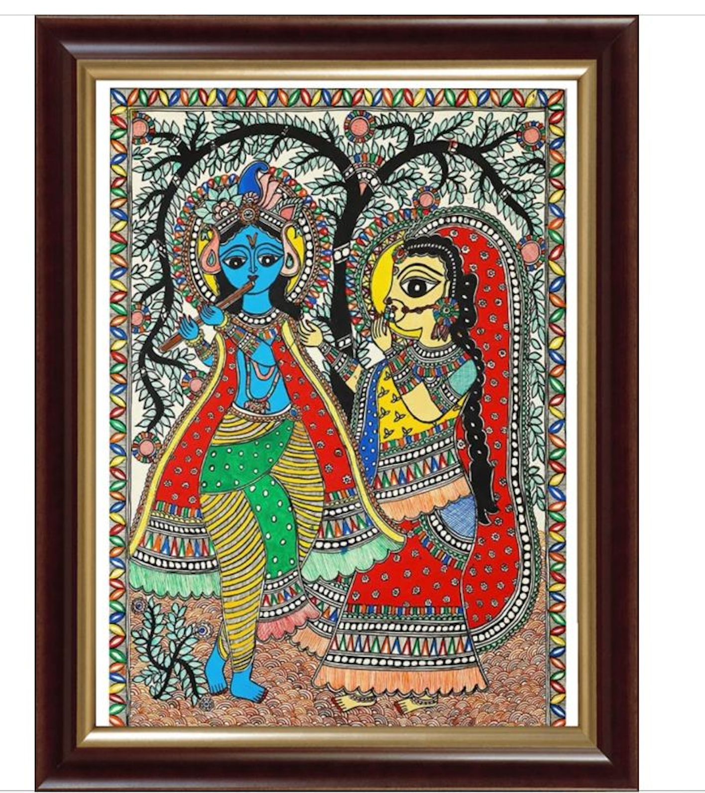 Madhubani Krishna and Radha