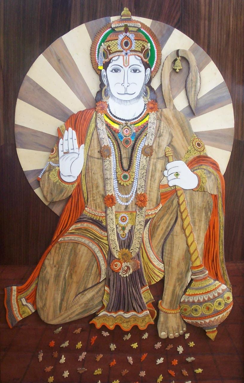 Hanuman - Mysore Inlay painting